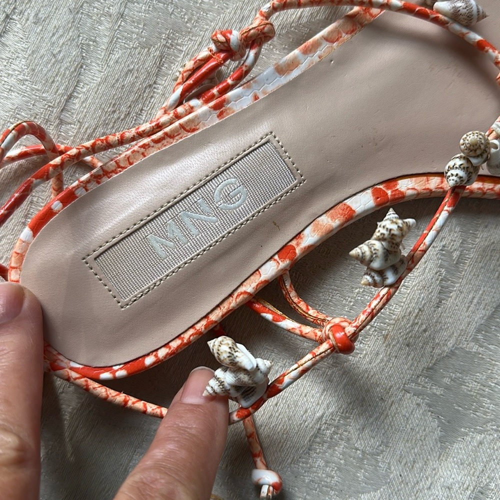 Mango MNG Orange Strappy Shell Sandals with Cage Design size 6.5 - Picture 7 of 10